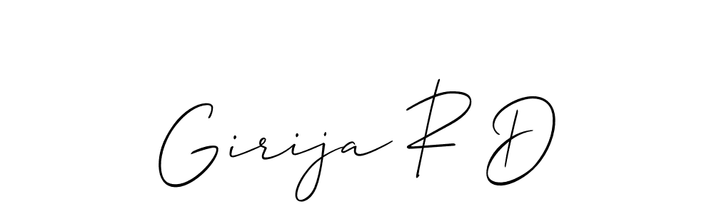 The best way (Allison_Script) to make a short signature is to pick only two or three words in your name. The name Girija R D include a total of six letters. For converting this name. Girija R D signature style 2 images and pictures png