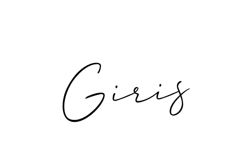 The best way (Allison_Script) to make a short signature is to pick only two or three words in your name. The name Giris include a total of six letters. For converting this name. Giris signature style 2 images and pictures png