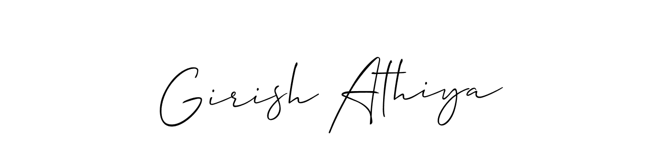 Make a short Girish Athiya signature style. Manage your documents anywhere anytime using Allison_Script. Create and add eSignatures, submit forms, share and send files easily. Girish Athiya signature style 2 images and pictures png
