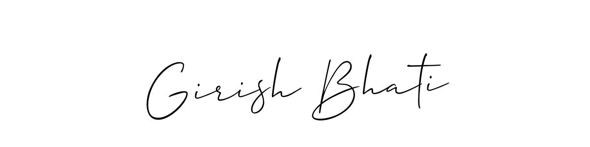 if you are searching for the best signature style for your name Girish Bhati. so please give up your signature search. here we have designed multiple signature styles  using Allison_Script. Girish Bhati signature style 2 images and pictures png