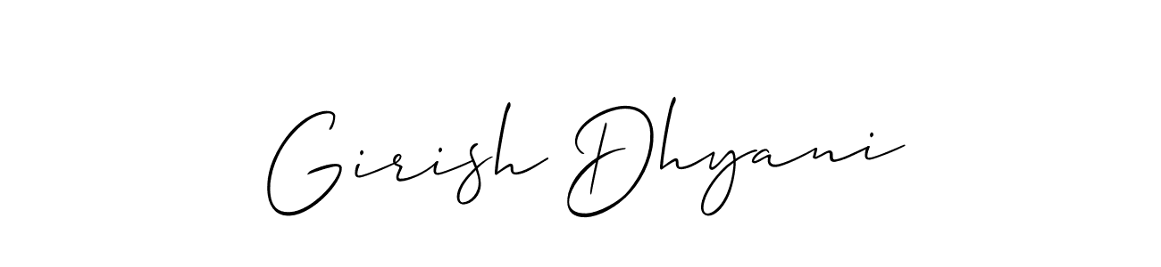 The best way (Allison_Script) to make a short signature is to pick only two or three words in your name. The name Girish Dhyani include a total of six letters. For converting this name. Girish Dhyani signature style 2 images and pictures png