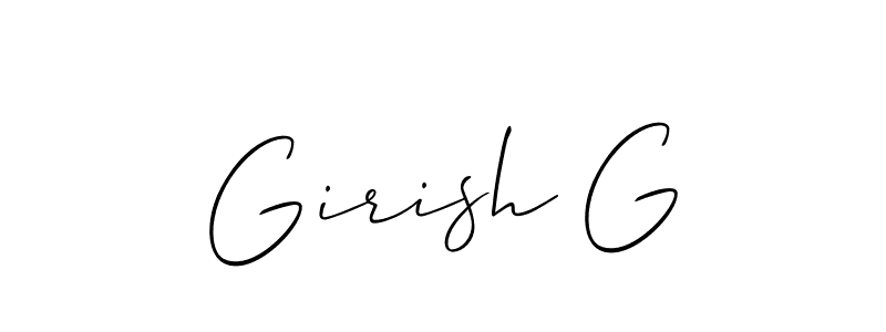 The best way (Allison_Script) to make a short signature is to pick only two or three words in your name. The name Girish G include a total of six letters. For converting this name. Girish G signature style 2 images and pictures png