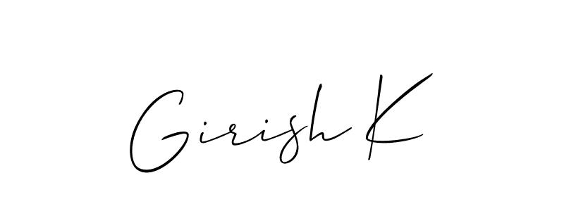 How to make Girish K name signature. Use Allison_Script style for creating short signs online. This is the latest handwritten sign. Girish K signature style 2 images and pictures png