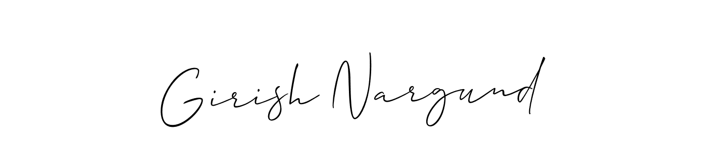 Create a beautiful signature design for name Girish Nargund. With this signature (Allison_Script) fonts, you can make a handwritten signature for free. Girish Nargund signature style 2 images and pictures png