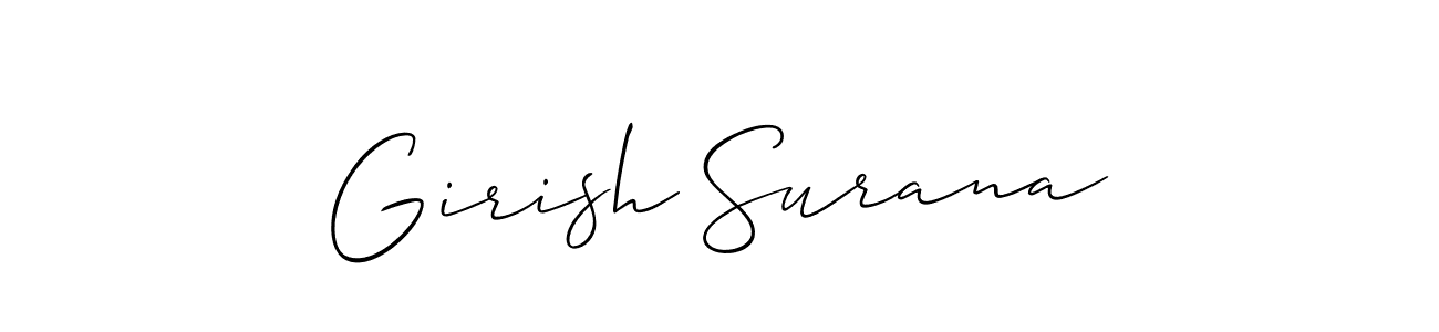 How to Draw Girish Surana signature style? Allison_Script is a latest design signature styles for name Girish Surana. Girish Surana signature style 2 images and pictures png