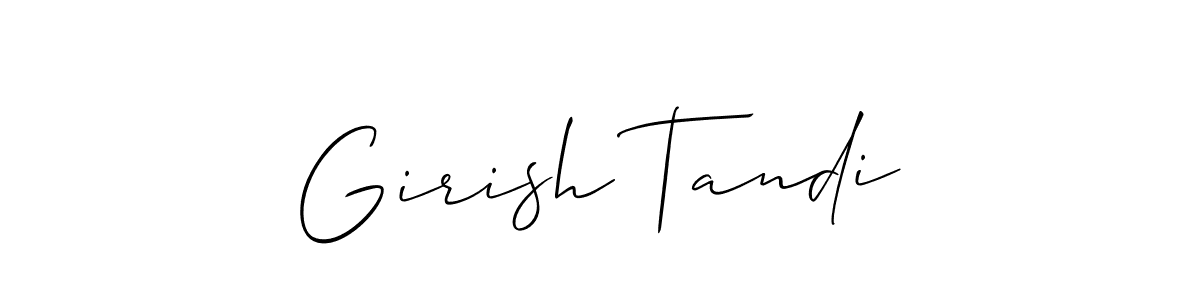 Make a short Girish Tandi signature style. Manage your documents anywhere anytime using Allison_Script. Create and add eSignatures, submit forms, share and send files easily. Girish Tandi signature style 2 images and pictures png