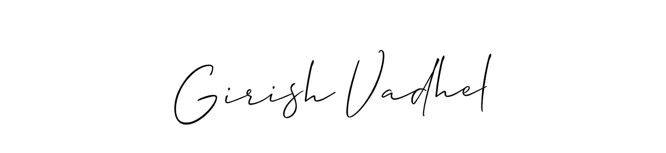 This is the best signature style for the Girish Vadhel name. Also you like these signature font (Allison_Script). Mix name signature. Girish Vadhel signature style 2 images and pictures png