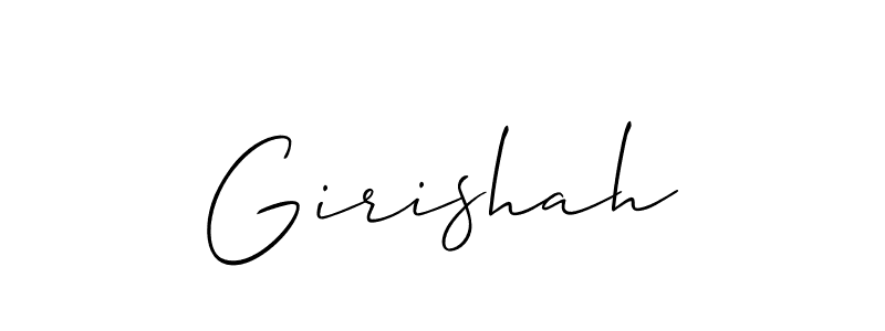 Design your own signature with our free online signature maker. With this signature software, you can create a handwritten (Allison_Script) signature for name Girishah. Girishah signature style 2 images and pictures png