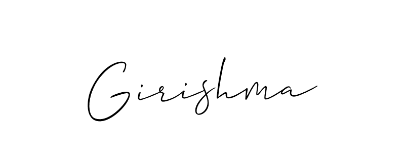 Design your own signature with our free online signature maker. With this signature software, you can create a handwritten (Allison_Script) signature for name Girishma. Girishma signature style 2 images and pictures png