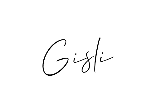 Design your own signature with our free online signature maker. With this signature software, you can create a handwritten (Allison_Script) signature for name Gisli. Gisli signature style 2 images and pictures png