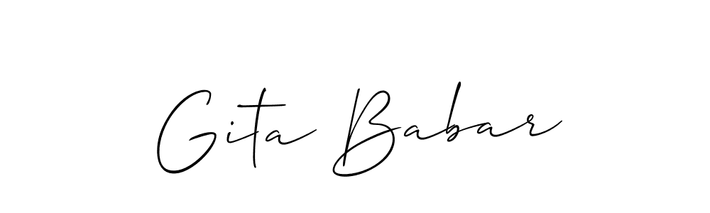 See photos of Gita Babar official signature by Spectra . Check more albums & portfolios. Read reviews & check more about Allison_Script font. Gita Babar signature style 2 images and pictures png