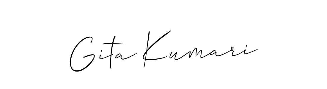 Make a beautiful signature design for name Gita Kumari. With this signature (Allison_Script) style, you can create a handwritten signature for free. Gita Kumari signature style 2 images and pictures png