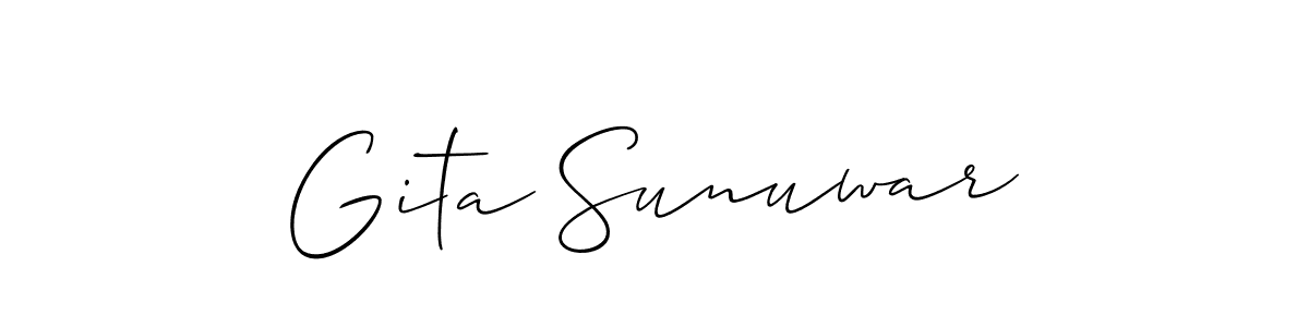 Gita Sunuwar stylish signature style. Best Handwritten Sign (Allison_Script) for my name. Handwritten Signature Collection Ideas for my name Gita Sunuwar. Gita Sunuwar signature style 2 images and pictures png
