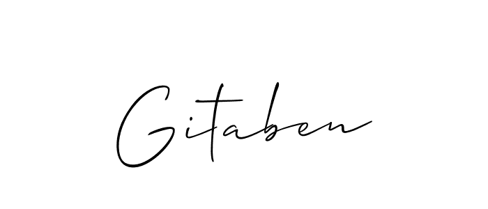 Allison_Script is a professional signature style that is perfect for those who want to add a touch of class to their signature. It is also a great choice for those who want to make their signature more unique. Get Gitaben name to fancy signature for free. Gitaben signature style 2 images and pictures png