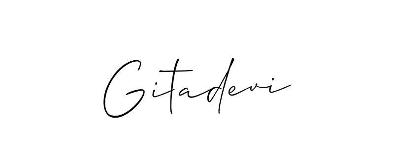It looks lik you need a new signature style for name Gitadevi. Design unique handwritten (Allison_Script) signature with our free signature maker in just a few clicks. Gitadevi signature style 2 images and pictures png