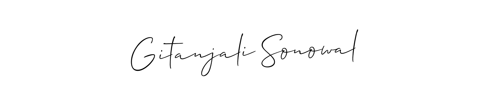 How to make Gitanjali Sonowal name signature. Use Allison_Script style for creating short signs online. This is the latest handwritten sign. Gitanjali Sonowal signature style 2 images and pictures png