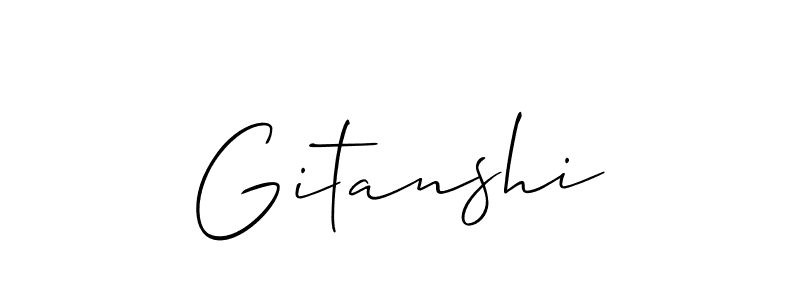 Similarly Allison_Script is the best handwritten signature design. Signature creator online .You can use it as an online autograph creator for name Gitanshi. Gitanshi signature style 2 images and pictures png