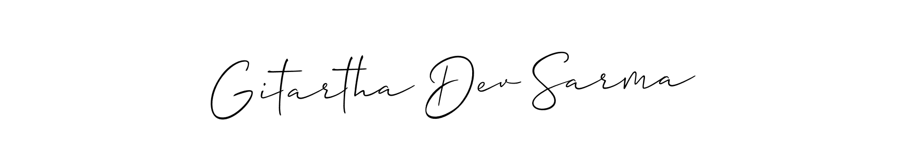 Gitartha Dev Sarma stylish signature style. Best Handwritten Sign (Allison_Script) for my name. Handwritten Signature Collection Ideas for my name Gitartha Dev Sarma. Gitartha Dev Sarma signature style 2 images and pictures png