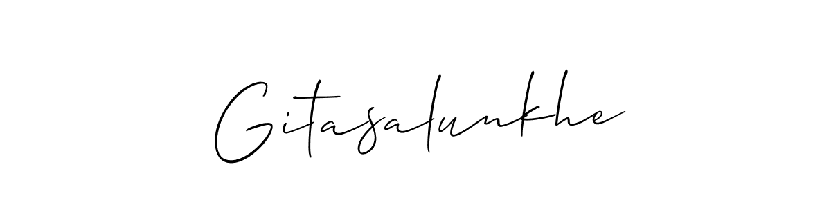 How to Draw Gitasalunkhe signature style? Allison_Script is a latest design signature styles for name Gitasalunkhe. Gitasalunkhe signature style 2 images and pictures png