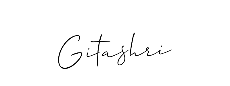 Allison_Script is a professional signature style that is perfect for those who want to add a touch of class to their signature. It is also a great choice for those who want to make their signature more unique. Get Gitashri name to fancy signature for free. Gitashri signature style 2 images and pictures png
