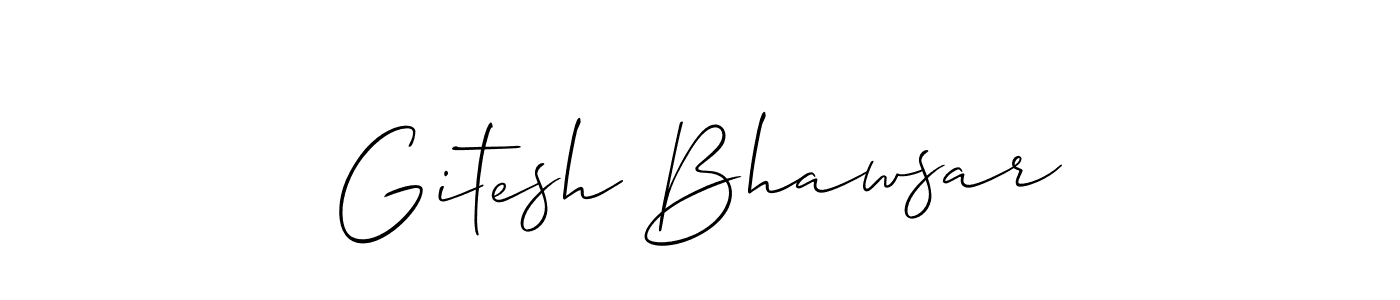 The best way (Allison_Script) to make a short signature is to pick only two or three words in your name. The name Gitesh Bhawsar include a total of six letters. For converting this name. Gitesh Bhawsar signature style 2 images and pictures png