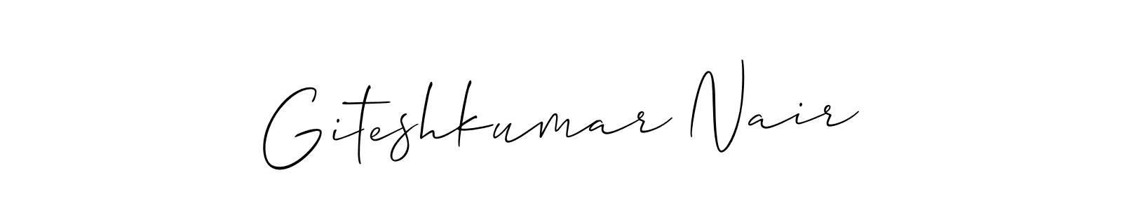 Use a signature maker to create a handwritten signature online. With this signature software, you can design (Allison_Script) your own signature for name Giteshkumar Nair. Giteshkumar Nair signature style 2 images and pictures png