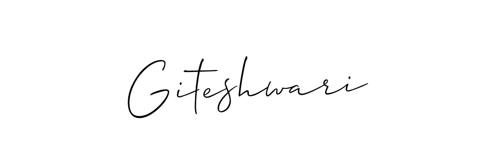 Design your own signature with our free online signature maker. With this signature software, you can create a handwritten (Allison_Script) signature for name Giteshwari. Giteshwari signature style 2 images and pictures png