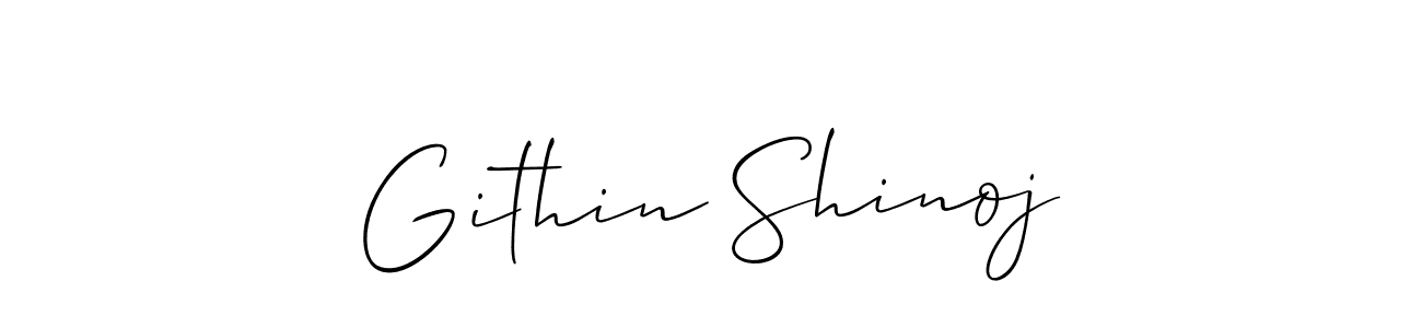 You should practise on your own different ways (Allison_Script) to write your name (Githin Shinoj) in signature. don't let someone else do it for you. Githin Shinoj signature style 2 images and pictures png