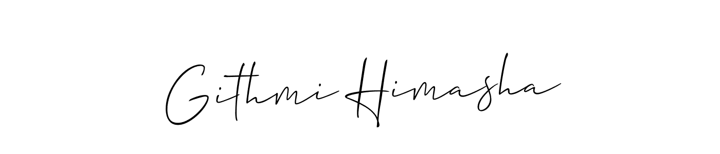Make a short Githmi Himasha signature style. Manage your documents anywhere anytime using Allison_Script. Create and add eSignatures, submit forms, share and send files easily. Githmi Himasha signature style 2 images and pictures png