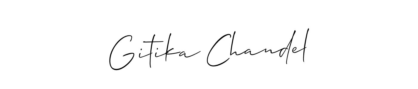 Make a beautiful signature design for name Gitika Chandel. With this signature (Allison_Script) style, you can create a handwritten signature for free. Gitika Chandel signature style 2 images and pictures png