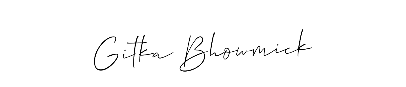 How to make Gitka Bhowmick name signature. Use Allison_Script style for creating short signs online. This is the latest handwritten sign. Gitka Bhowmick signature style 2 images and pictures png