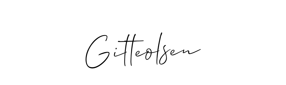 The best way (Allison_Script) to make a short signature is to pick only two or three words in your name. The name Gitteolsen include a total of six letters. For converting this name. Gitteolsen signature style 2 images and pictures png