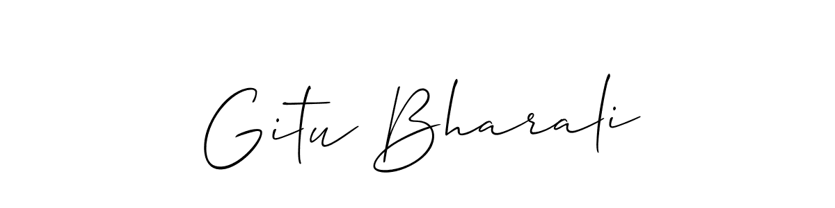 You should practise on your own different ways (Allison_Script) to write your name (Gitu Bharali) in signature. don't let someone else do it for you. Gitu Bharali signature style 2 images and pictures png