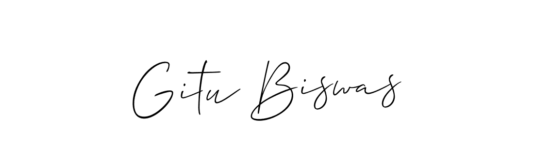 How to make Gitu Biswas name signature. Use Allison_Script style for creating short signs online. This is the latest handwritten sign. Gitu Biswas signature style 2 images and pictures png