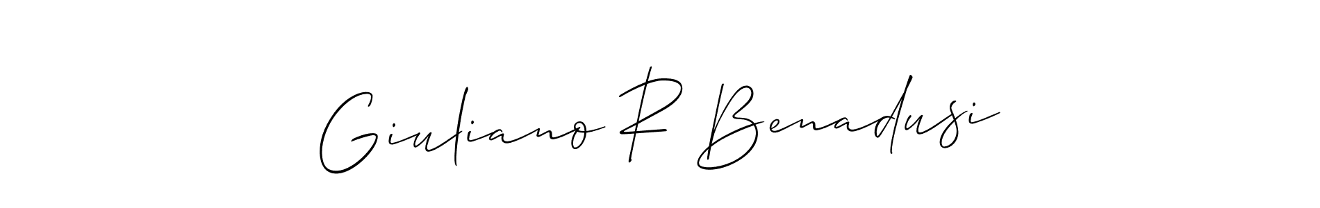 How to Draw Giuliano R Benadusi signature style? Allison_Script is a latest design signature styles for name Giuliano R Benadusi. Giuliano R Benadusi signature style 2 images and pictures png