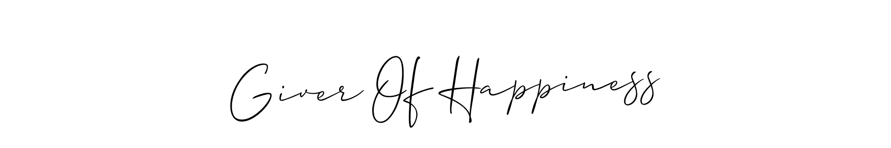 Also You can easily find your signature by using the search form. We will create Giver Of Happiness name handwritten signature images for you free of cost using Allison_Script sign style. Giver Of Happiness signature style 2 images and pictures png