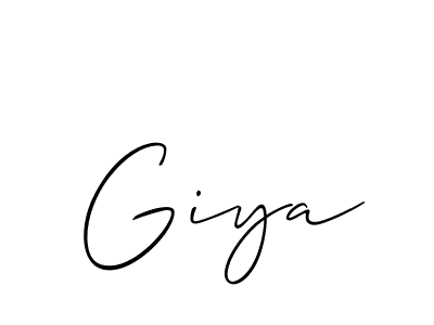 Design your own signature with our free online signature maker. With this signature software, you can create a handwritten (Allison_Script) signature for name Giya. Giya signature style 2 images and pictures png