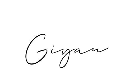 How to make Giyan signature? Allison_Script is a professional autograph style. Create handwritten signature for Giyan name. Giyan signature style 2 images and pictures png