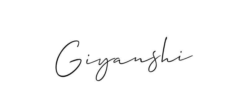 It looks lik you need a new signature style for name Giyanshi. Design unique handwritten (Allison_Script) signature with our free signature maker in just a few clicks. Giyanshi signature style 2 images and pictures png