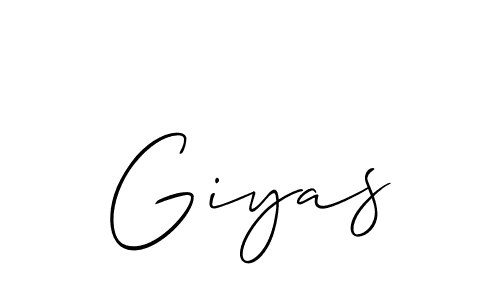 Also we have Giyas name is the best signature style. Create professional handwritten signature collection using Allison_Script autograph style. Giyas signature style 2 images and pictures png