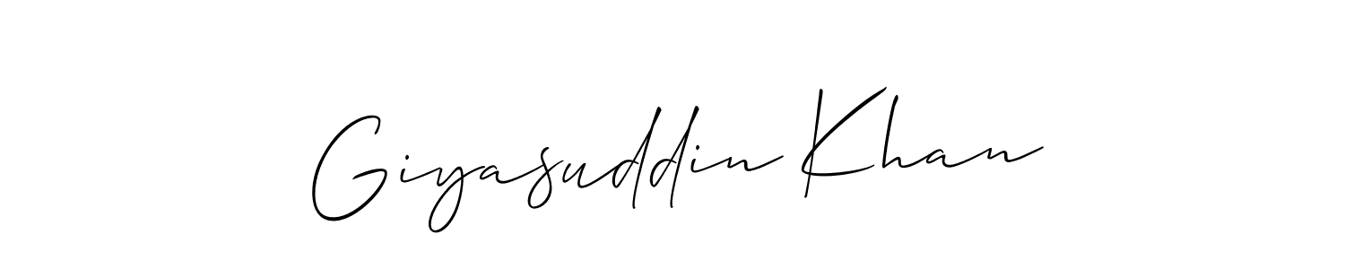 if you are searching for the best signature style for your name Giyasuddin Khan. so please give up your signature search. here we have designed multiple signature styles  using Allison_Script. Giyasuddin Khan signature style 2 images and pictures png