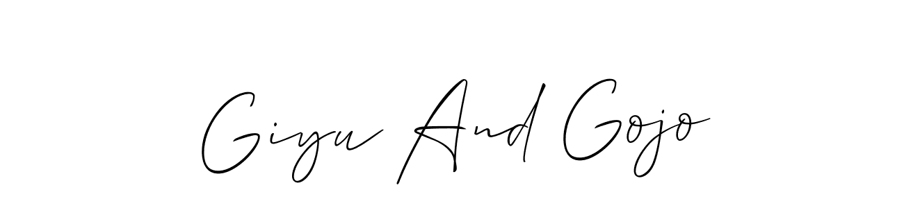 It looks lik you need a new signature style for name Giyu And Gojo. Design unique handwritten (Allison_Script) signature with our free signature maker in just a few clicks. Giyu And Gojo signature style 2 images and pictures png