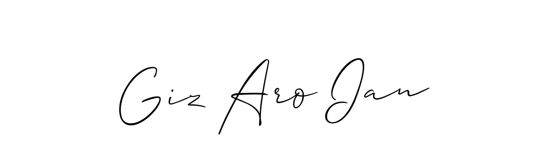 Make a beautiful signature design for name Giz Aro Ian. With this signature (Allison_Script) style, you can create a handwritten signature for free. Giz Aro Ian signature style 2 images and pictures png