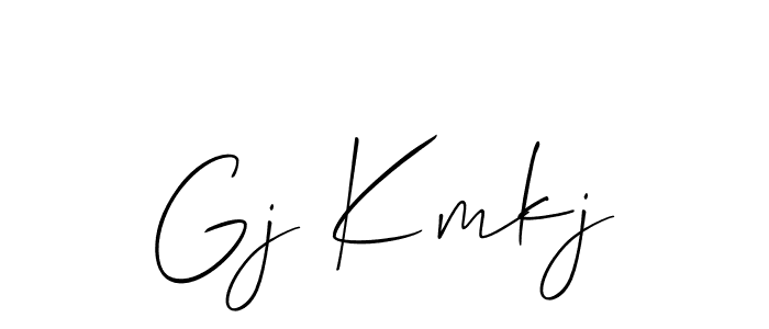 Also You can easily find your signature by using the search form. We will create Gj Kmkj name handwritten signature images for you free of cost using Allison_Script sign style. Gj Kmkj signature style 2 images and pictures png