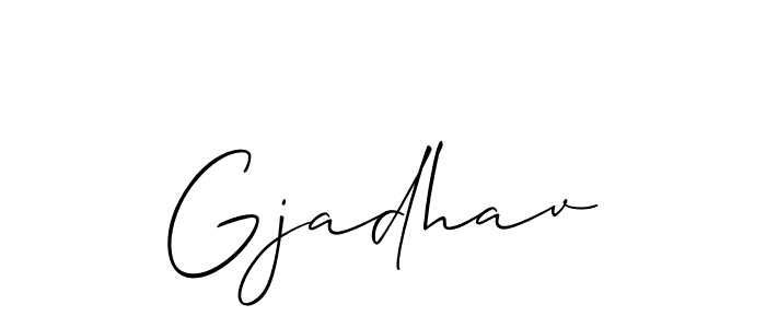 if you are searching for the best signature style for your name Gjadhav. so please give up your signature search. here we have designed multiple signature styles  using Allison_Script. Gjadhav signature style 2 images and pictures png