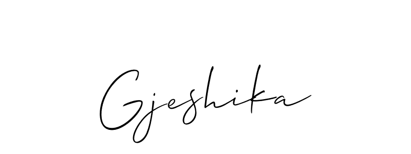 Also we have Gjeshika name is the best signature style. Create professional handwritten signature collection using Allison_Script autograph style. Gjeshika signature style 2 images and pictures png