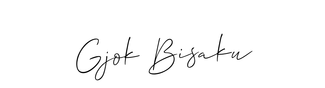 Allison_Script is a professional signature style that is perfect for those who want to add a touch of class to their signature. It is also a great choice for those who want to make their signature more unique. Get Gjok Bisaku name to fancy signature for free. Gjok Bisaku signature style 2 images and pictures png