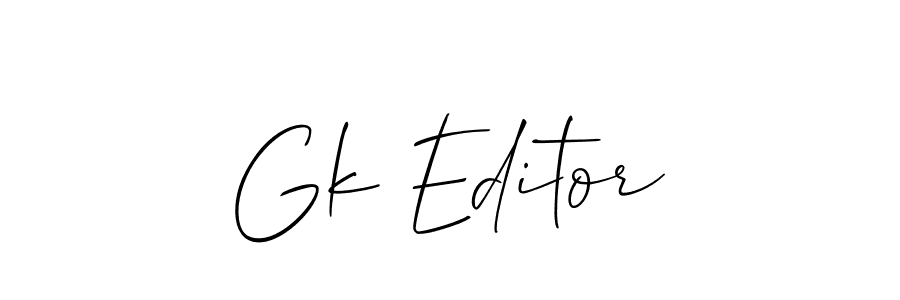 Also You can easily find your signature by using the search form. We will create Gk Editor name handwritten signature images for you free of cost using Allison_Script sign style. Gk Editor signature style 2 images and pictures png