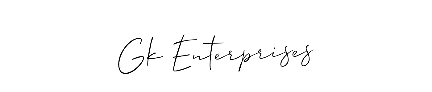 Use a signature maker to create a handwritten signature online. With this signature software, you can design (Allison_Script) your own signature for name Gk Enterprises. Gk Enterprises signature style 2 images and pictures png