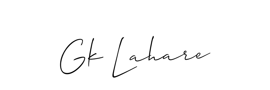 Make a beautiful signature design for name Gk Lahare. With this signature (Allison_Script) style, you can create a handwritten signature for free. Gk Lahare signature style 2 images and pictures png